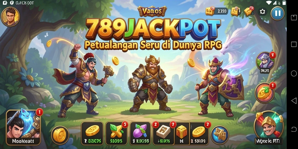 Tampak layar gameplay 789JACKPOT dengan pertarungan RPG yang seru.
