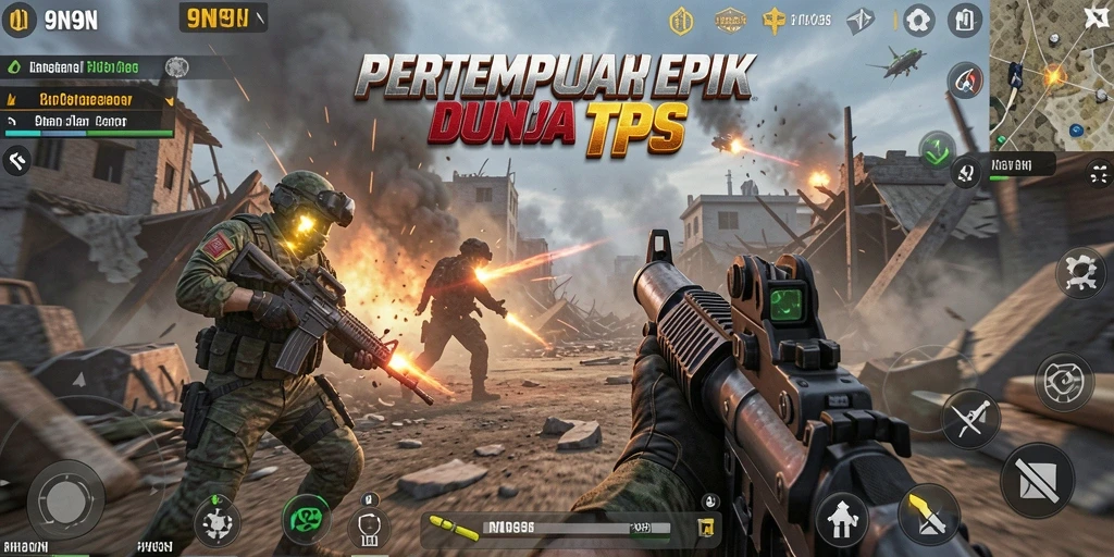 Tampilan menarik dari gameplay pertempuran dalam 9N9N yang seru.