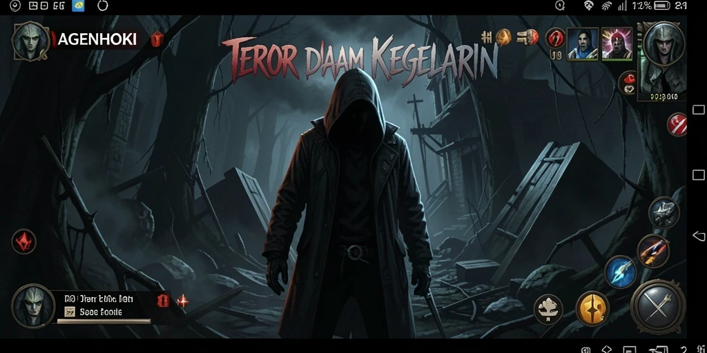 Gameplay mendebarkan AGENHOKI dalam suasana kelam.