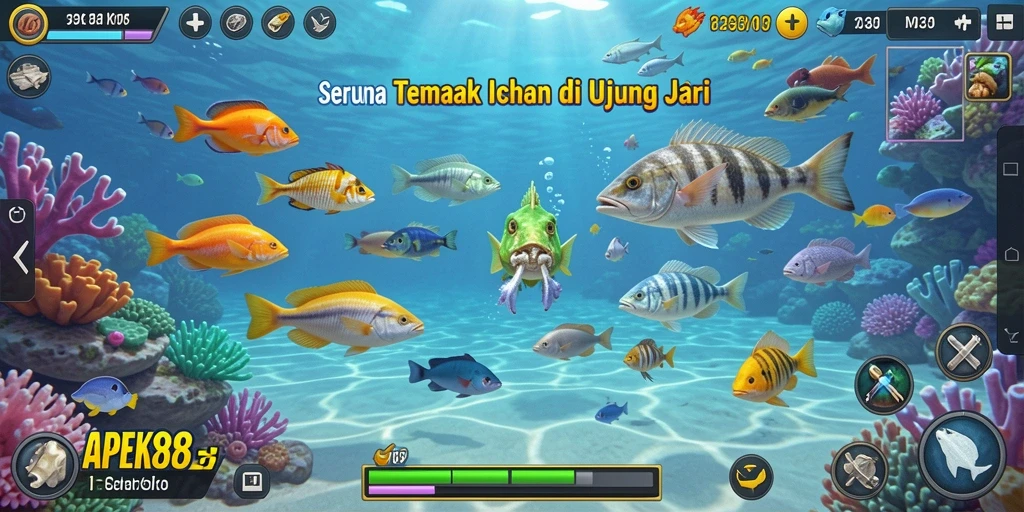Screenshot APEK88 menampilkan aksi seru dalam permainan Tembak Ikan.