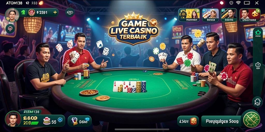 Tampilan gameplay Live Casino yang mendebarkan dari ATOM138.