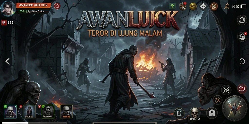 Screenshot gameplay AWANLUCK yang menegangkan dan menyeramkan.