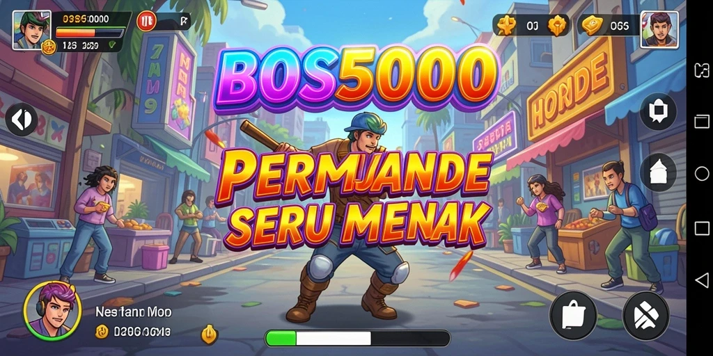 Screenshot menampilkan serunya gameplay BOS5000 dengan grafis yang cerah.