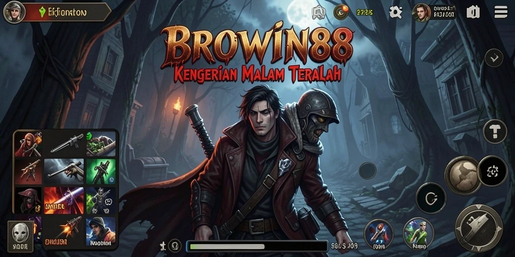 Screenshot gameplay menampilkan suasana kengerian dalam BROWIN88.