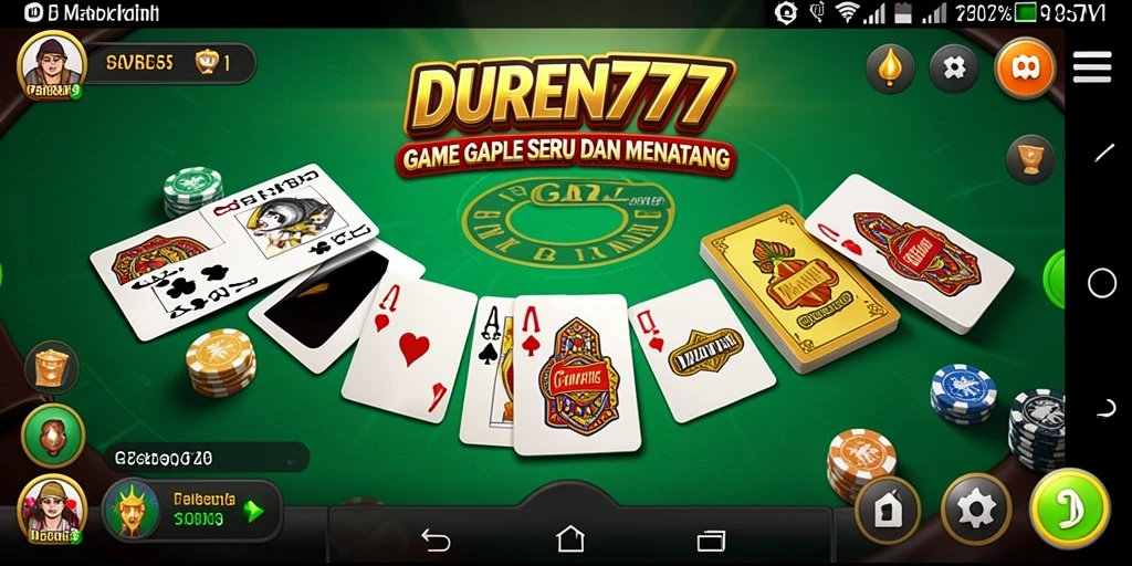 Tampilan gameplay seru DUREN777 dengan teman-teman bermain Gaple.