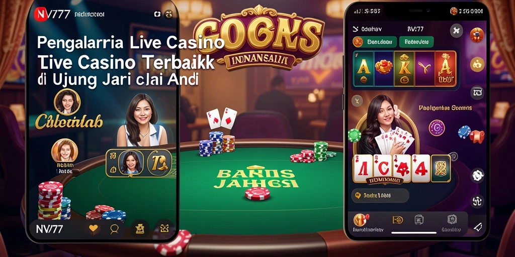 Screenshot NV77 menampilkan dealer profesional dalam sesi permainan Live Casino.