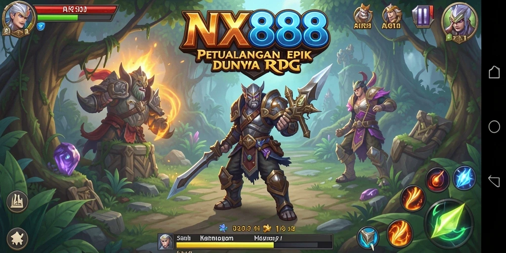 Screenshot NX888 yang menunjukkan pertarungan seru dalam dunia RPG.