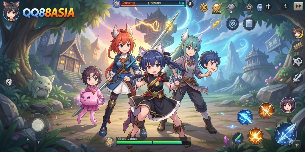 Tampilan gameplay seru dengan nuansa anime yang kental.