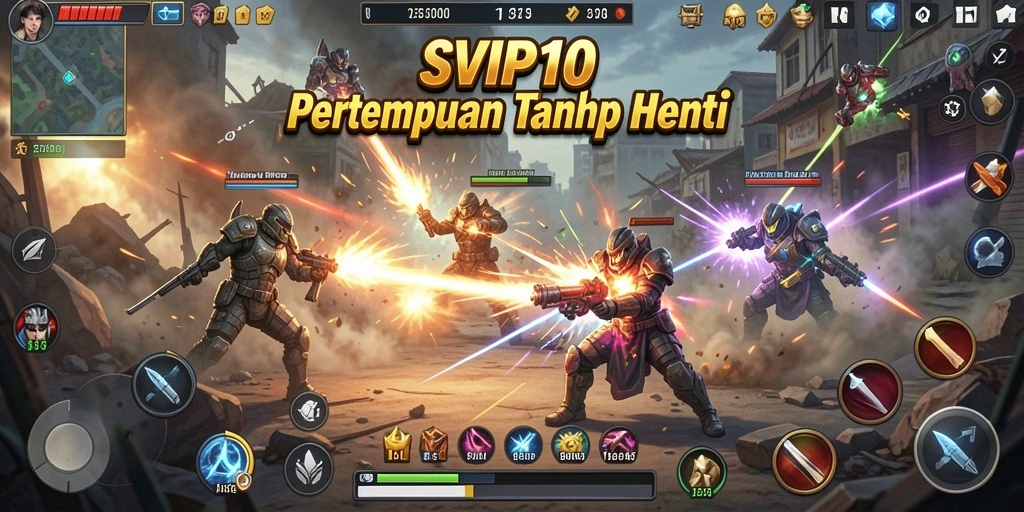 Tampilan gameplay SVIP10 yang mendebarkan dengan aksi pertempuran intens.
