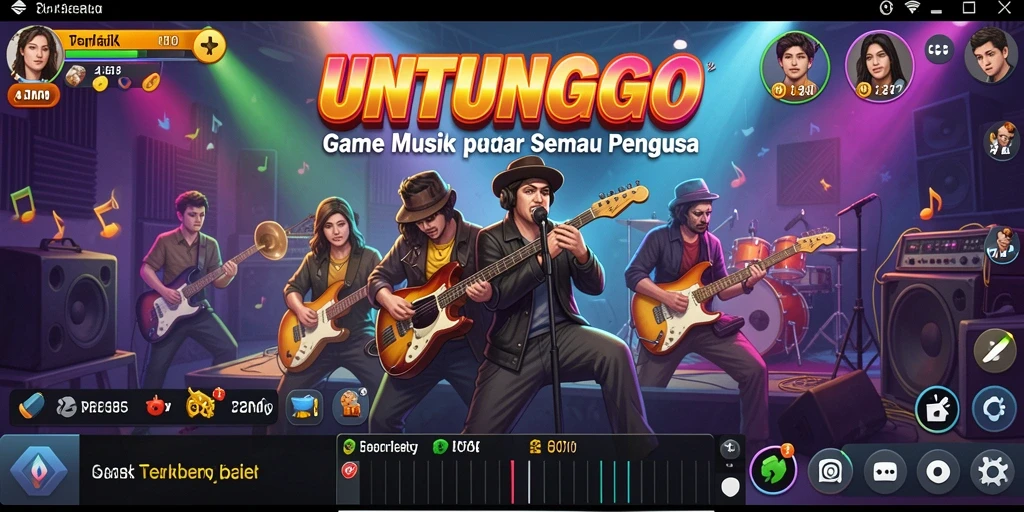 Screenshot UNTUNGGO menampilkan gameplay musik yang seru.