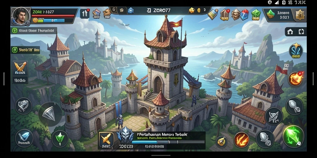 Tangkapan layar gameplay ZORO77 menampilkan aksi seru dalam menara pertahanan.